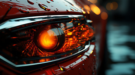 Close-up image of the headlight of a modern car.の素材