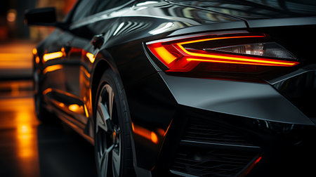 Close-up image of the headlight of a modern car.の素材