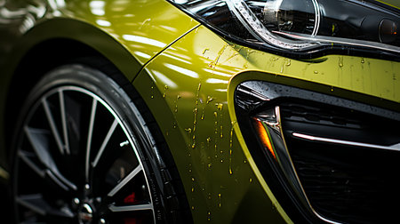 Close-up image of the headlight of a modern car.の素材