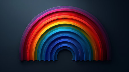 Rainbow on a dark background. 3d rendering, 3d illustration.の素材