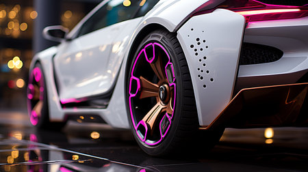 BMW i8 on display at the Frankfurt International Motor Show in Frankfurt, Germany.の素材