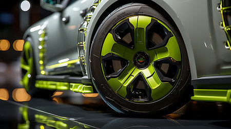 3D rendering of a brand-less generic concept car in studio environmentの素材