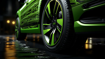 3D rendering of a brand-less generic concept car in studio environmentの素材