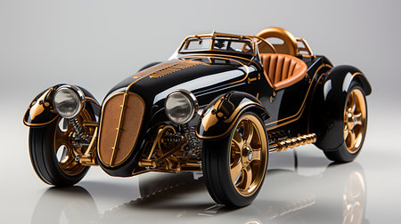 Vintage car on a gray background with reflection. 3d renderingの素材