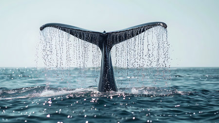 Humpback whale tail in the sea. 3D Renderingの素材