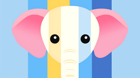 cute elephant face on colorful background, vector illustration, eps10の素材