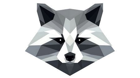 polygonal wolf head isolated on a white background, vector illustrationの素材