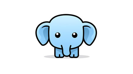 Cute elephant mascot vector illustration. Isolated on white background.の素材