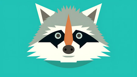 Cute raccoon head. Vector illustration of a wild animal.の素材