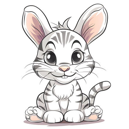 Cute cartoon bunny isolated on a white background. Vector illustration.の素材