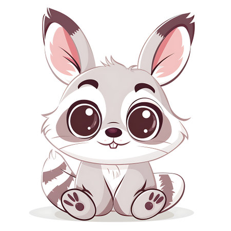 Cute cartoon bunny. Vector illustration isolated on a white background.の素材