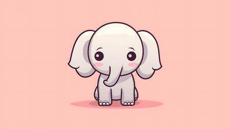 Cute elephant cartoon vector illustration. Cute baby elephant character.の素材