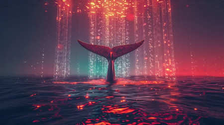 Humpback Whale in the sea. 3D Rendering.の素材