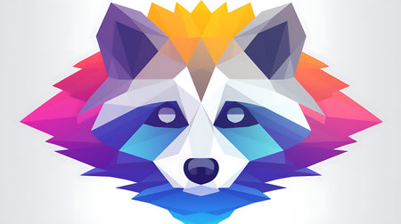Abstract polygonal wolf head on white background. Vector illustration.の素材