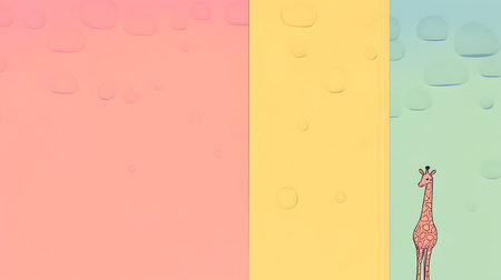 giraffe on a colored background with water drops and place for textの素材