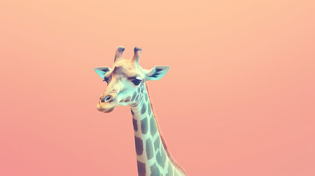 Giraffe on a pink background. 3D illustration. Vintage style.の素材