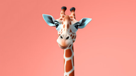 Giraffe head isolated on pink background. 3d illustration.の素材