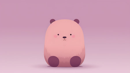 Cute cartoon bear character on pink background. Vector Illustration.の素材