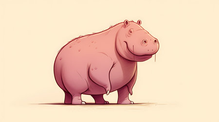 Hippopotamus, 3d render, on white background.の素材