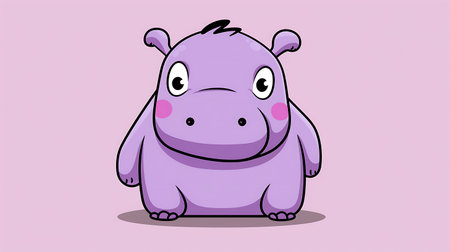 Cute hippo cartoon vector illustration. Cute cartoon hippo.の素材