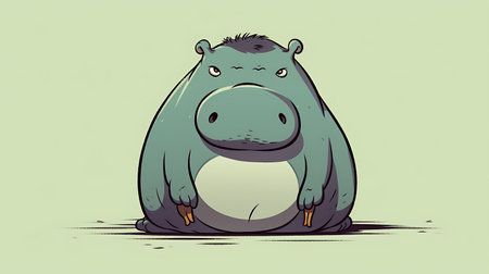 cartoon hippopotamus in vector format very easy to edit.の素材