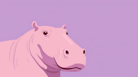 Hippopotamus in purple background. Vector illustration. EPS 10の素材