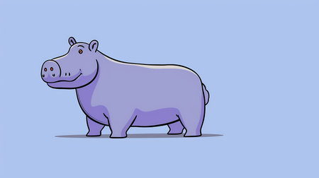 Cartoon hippo. Vector illustration of a hippopotamus.の素材