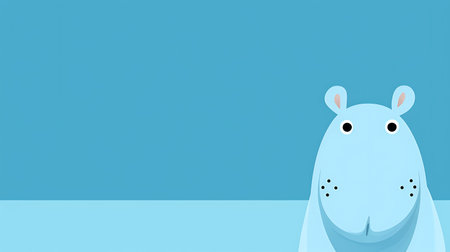 Hippopotamus blue background with copy space. Vector illustration.の素材
