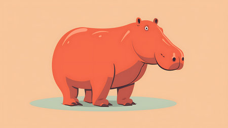 Illustration of a hippo on a colored background. Vector illustrationの素材