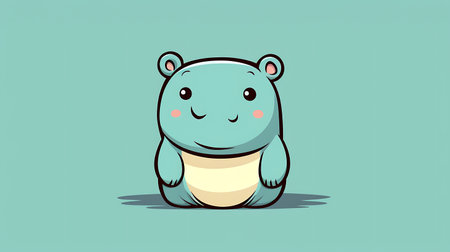 Cute hippo cartoon vector illustration. Cute hippopotamus characterの素材