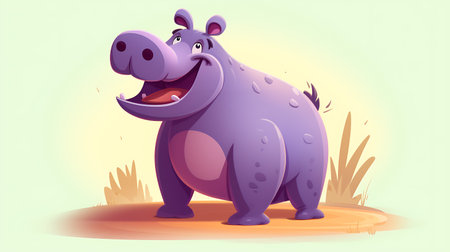 Cartoon hippo. Vector illustration of a funny hippo.の素材