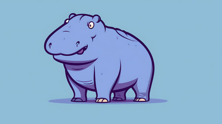 Hippopotamus vector illustration. Cartoon hippo isolated on blue background.の素材