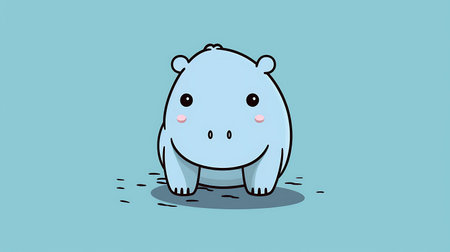Cute hippopotamus cartoon character. Vector illustration of a cute hippo.の素材