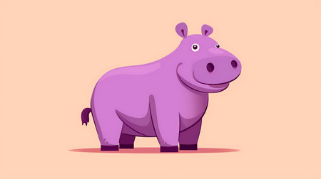 Cute cartoon hippo. Vector illustration in a flat style.の素材