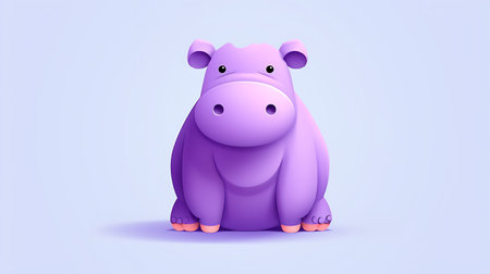 Hippopotamus on a blue background. 3d vector illustration.の素材