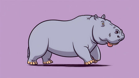 Hippopotamus. Vector illustration of a cartoon hippo.の素材