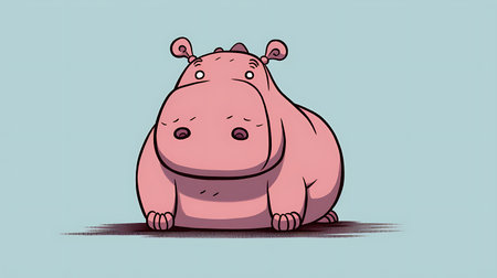 cartoon hippopotamus, vector illustration, eps10.の素材
