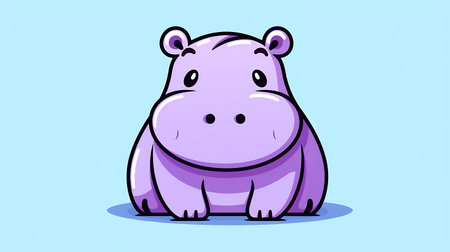 Cute hippopotamus cartoon character. Vector illustration in flat styleの素材