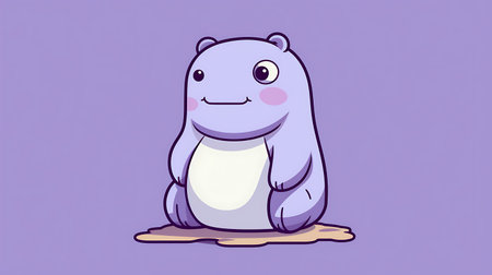 Cute hippopotamus cartoon on purple background. Vector illustration.の素材