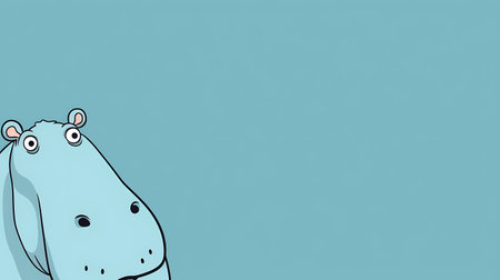 Hippo on blue background with copy space. Vector illustration.の素材