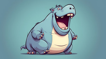 Cartoon hippo. Vector illustration of a funny hippo.の素材