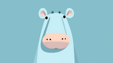 Cute cartoon hippo on blue background. Vector Illustration.の素材