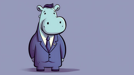 Hippo in a business suit. Vector illustration. Cartoon style.の素材