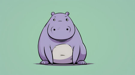 Cartoon hippopotamus. Vector illustration of a hippo.の素材