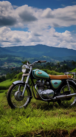 Bike on the rice terraces in Chiang Mai, Thailandの素材