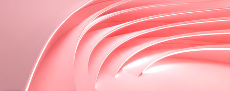 3d render, abstract background with curved lines in pink colors.の素材