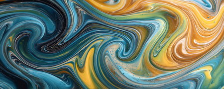 Abstract background of acrylic paint in blue and yellow tones. Marble texture.の素材