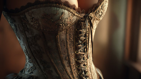 Close-up of a sexy young woman in a corset.の素材