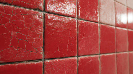Red tile wall texture. Abstract background for design with copy space.の素材