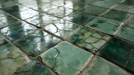 Broken tile floor texture for background, vintage color style.の素材